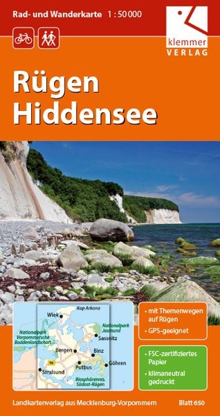 Produktbild: R&uuml;gen - Hiddensee 1 : 50 000 Rad- und Wanderkarte