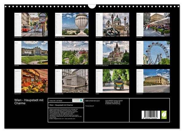 Produktbild: Wien - Haupstadt mit Charme (Wandkalender 2026 DIN A3 quer), CALVENDO Monatskalender