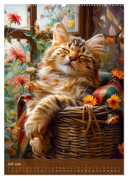 Produktbild: Kuschelkatzen - Fellnasen im Schlummerland (Wandkalender 2026 DIN A2 hoch), CALVENDO Monatskalender