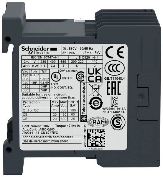 Produktbild: Schneider Electric LC1K0610P7 Sch&uuml;tz 1 Schlie&szlig;er 1St.