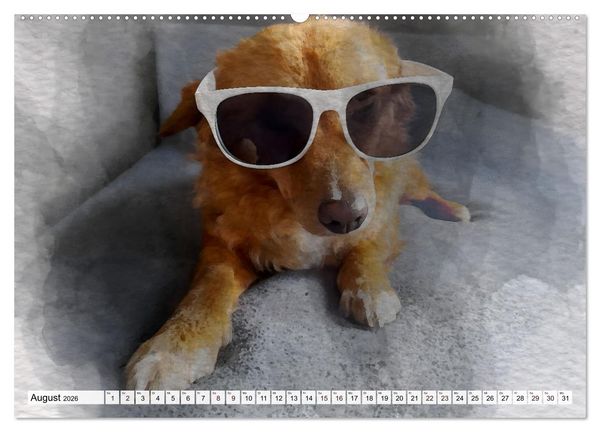 Produktbild: Niedliche Hunde - Digitale Aquarelle (Wandkalender 2026 DIN A2 quer), CALVENDO Monatskalender