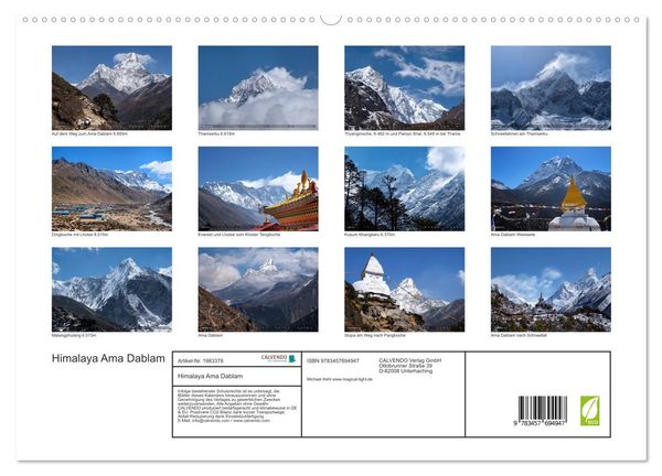 Produktbild: Himalaya Ama Dablam (hochwertiger Premium Wandkalender 2026 DIN A2 quer), Kunstdruck in Hochglanz