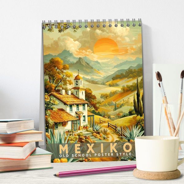 Produktbild: Mexiko - Old School Poster Style (Tischkalender 2027 DIN A5 hoch), CALVENDO Monatskalender