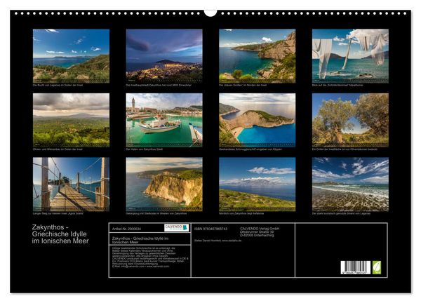 Produktbild: Zakynthos - Griechische Idylle im Ionischen Meer (Wandkalender 2026 DIN A2 quer), CALVENDO Monatskalender