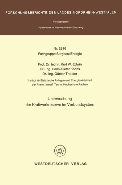 Produktbild: Untersuchung der Kraftwerkreserve im Verbundsystem