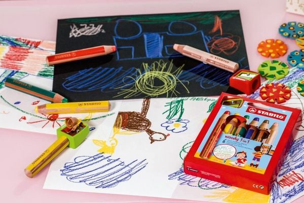 Produktbild: STABILO Spitzer -   woody 3 in 1 Spitzer - f&uuml;r extradicke Stifte - rot/gr&uuml;n