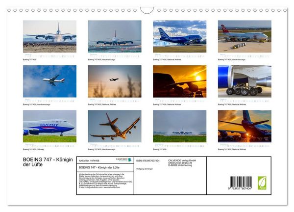 Produktbild: BOEING 747 - K&ouml;nigin der L&uuml;fte (Wandkalender 2026 DIN A3 quer), CALVENDO Monatskalender