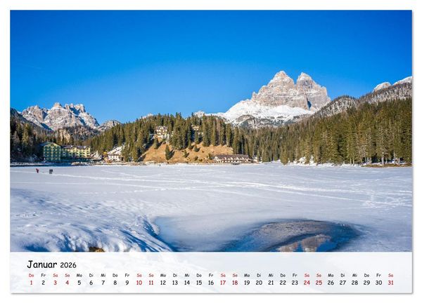 Produktbild: Drei Zinnen-Wanderung: Vom Misurinasee bis nach oben zum Rienzplateau (Wandkalender 2026 DIN A2 quer), CALVENDO Monatskalender