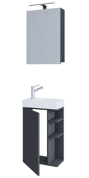 Produktbild: 2-tlg G&auml;ste WC Bad Waschtisch Lumia Spiegelschrank