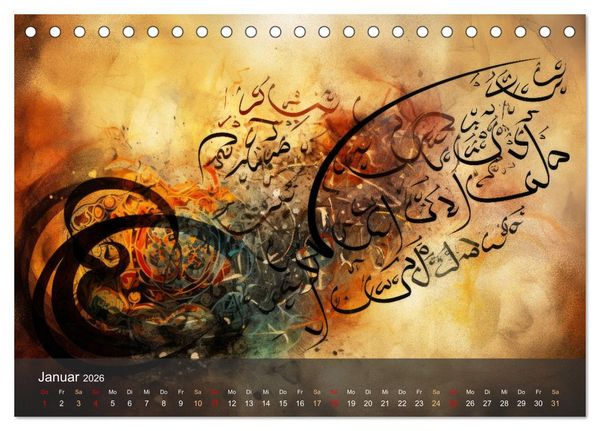 Produktbild: Arabische Kalligraphie in Kunstform (Tischkalender 2026 DIN A5 quer), CALVENDO Monatskalender