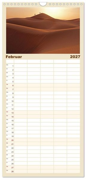 Produktbild: Familienplaner 2027 - Die D&uuml;nen in der W&uuml;ste von Abu Dhabi mit 5 Spalten (Wandkalender, 21 x 45 cm) CALVENDO