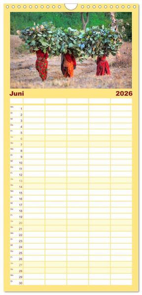 Produktbild: Familienplaner 2026 - Indiens Gesichter mit 5 Spalten (Wandkalender, 21 x 45 cm) CALVENDO