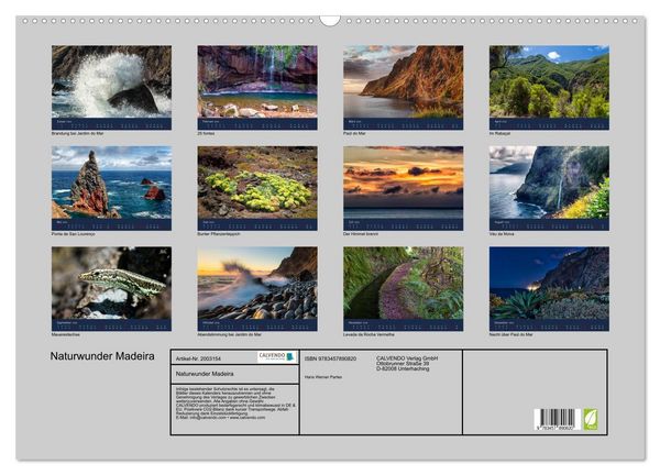 Produktbild: Naturwunder Madeira (Wandkalender 2026 DIN A2 quer), CALVENDO Monatskalender