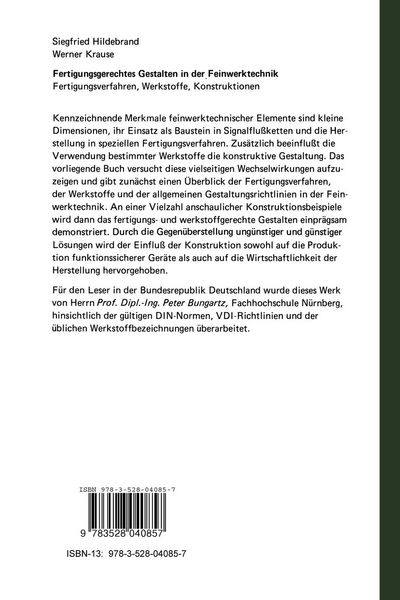 Produktbild: Fertigungsgerechtes Gestalten in der Feinwerktechnik