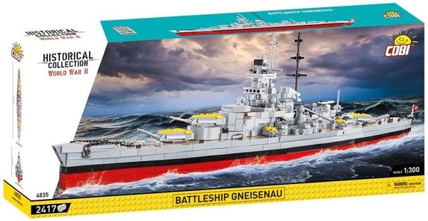 COBI Historical Collection 4835 - Battleship Gneisenau WWII, Schlachtschiff 2. Weltkrieg Baujahr 1941, 2.417 Klemmbauste