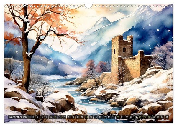 Produktbild: Die Natur in Aquarellbildern (Wandkalender 2026 DIN A3 quer), CALVENDO Monatskalender