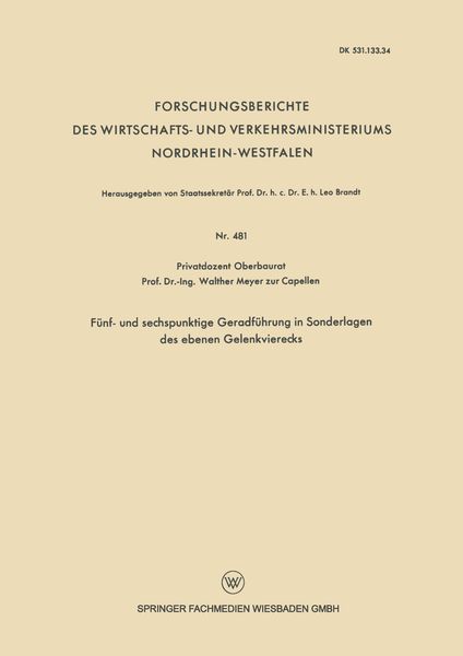 Produktbild: F&uuml;nf- und sechspunktige Geradf&uuml;hrung in Sonderlagen des ebenen Gelenkvierecks