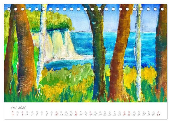 Produktbild: R&uuml;gen in Farbe - Mit Pinsel und Farbe auf der Lieblingsinsel (Tischkalender 2026 DIN A5 quer), CALVENDO Monatskalender
