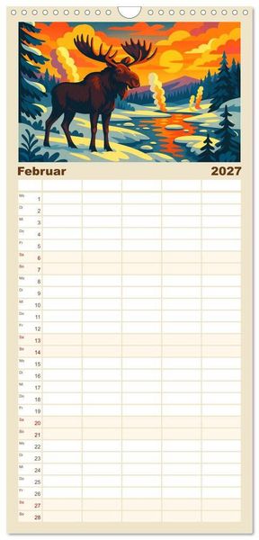 Produktbild: Familienplaner 2027 - Nordamerika von Alaska bis Texas - Wild, Weit und Wundersch&ouml;n mit 5 Spalten (Wandkalender, 21 x 45 cm) CALVENDO