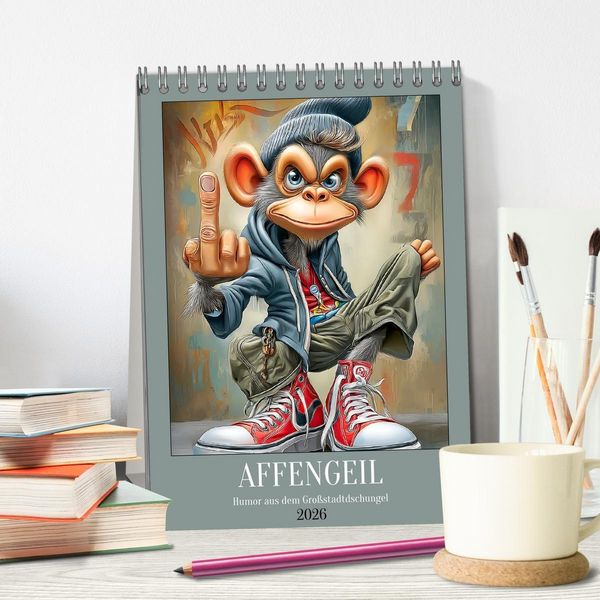 Produktbild: Affengeil. Humor aus dem Gro&szlig;stadtdschungel (Tischkalender 2026 DIN A5 hoch), CALVENDO Monatskalender