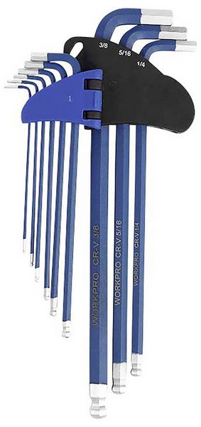 Produktbild: WorkPro Au&szlig;en-Sechskant, Kugelkopf Schraubendreher-Set 1.5 mm, 2 mm, 2.5 mm, 3 mm, 4 mm, 5 mm, 6 mm, 8 mm, 10 mm 1.5 mm, 2 mm, 2.5 mm, 3 mm, 4 mm,