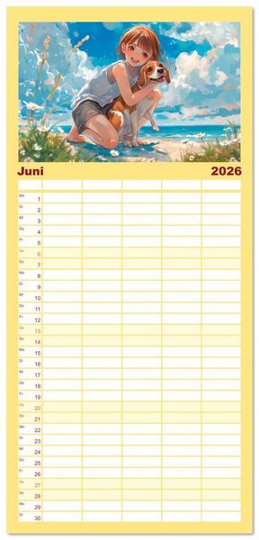 Produktbild: Familienplaner 2026 - Anime-Freunde - Terminplaner mit niedlichen Tierfreundschaften mit 5 Spalten (Wandkalender, 21 x 45 cm) CALVENDO