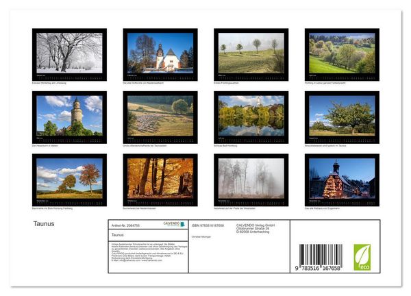 Produktbild: Taunus (Wandkalender 2026 DIN A4 quer), CALVENDO Monatskalender
