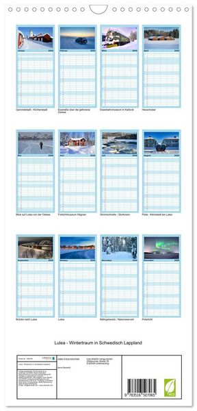 Produktbild: Familienplaner 2026 - Lulea - Wintertraum in Schwedisch Lappland mit 5 Spalten (Wandkalender, 21 x 45 cm) CALVENDO