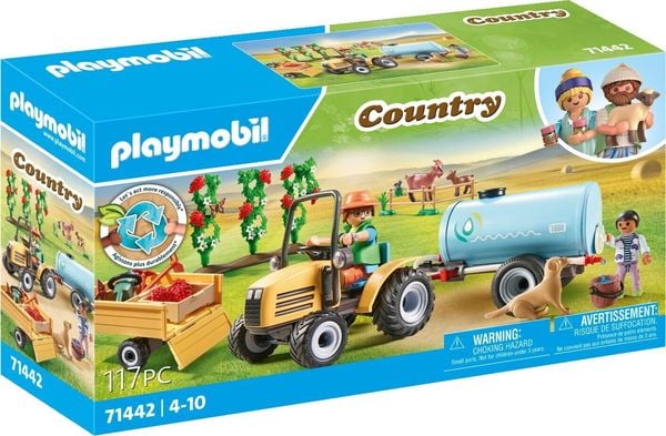 PLAYMOBIL 71442 - Country - Traktor mit Anhänger und Wassertank