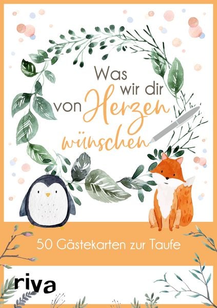 Produktbild: Was wir dir von Herzen w&uuml;nschen &ndash; 50 G&auml;stekarten zur Taufe