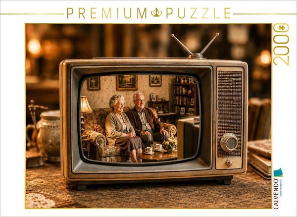 CALVENDO Puzzle Fernsehabend wie früher | 2000 Teile Lege-Größe 90x67cm Foto-Puzzle für glückliche Stunden