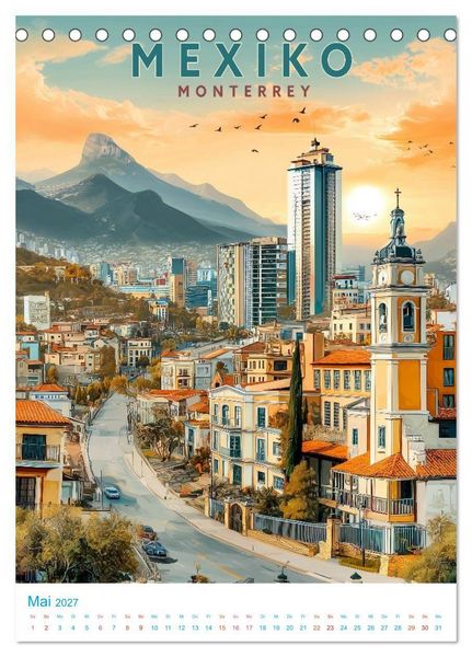 Produktbild: Mexiko - Old School Poster Style (Tischkalender 2027 DIN A5 hoch), CALVENDO Monatskalender