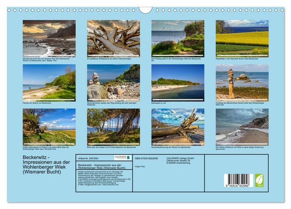 Produktbild: Beckerwitz - Impressionen aus der Wohlenberger Wiek (Wismarer Bucht) (Wandkalender 2026 DIN A3 quer), CALVENDO Monatskalender