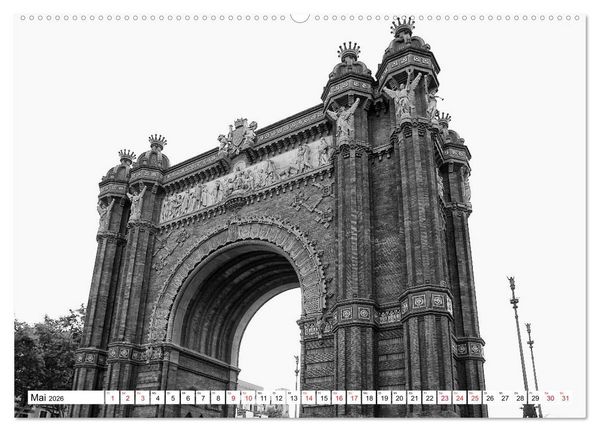 Produktbild: Barcelona Schwarz / Wei&szlig; Impressionen (hochwertiger Premium Wandkalender 2026 DIN A2 quer), Kunstdruck in Hochglanz