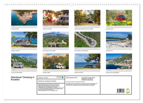 Produktbild: Abenteuer Camping in Kroatien (Wandkalender 2026 DIN A2 quer), CALVENDO Monatskalender
