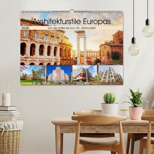 Produktbild: Architekturstile Europas - von der Antike bis zum 20. Jahrhundert (Wandkalender 2026 DIN A2 quer), CALVENDO Monatskalender