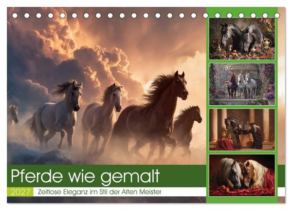 Produktbild: Pferde wie gemalt (Tischkalender 2027 DIN A5 quer), CALVENDO Monatskalender