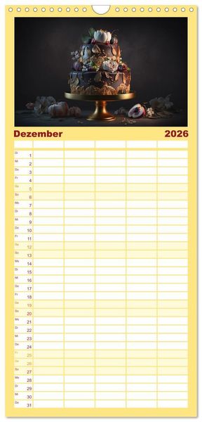 Produktbild: Familienplaner 2026 - Feine Torten mit 5 Spalten (Wandkalender, 21 x 45 cm) CALVENDO