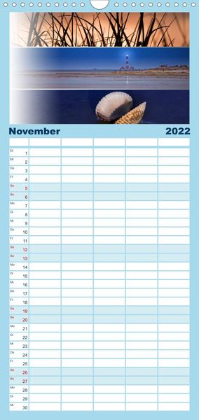 Produktbild: Familienplaner K&uuml;stenstreifen an der Nordsee (Wandkalender 2022 , 21 cm x 45 cm, hoch)