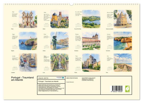 Produktbild: Portugal - Traumland am Atlantik (hochwertiger Premium Wandkalender 2026 DIN A2 quer), Kunstdruck in Hochglanz