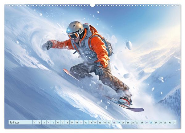 Produktbild: Snowboarder in Aktion (hochwertiger Premium Wandkalender 2026 DIN A2 quer), Kunstdruck in Hochglanz