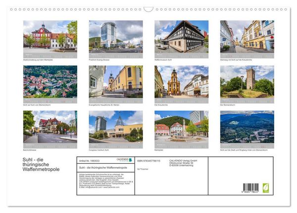 Produktbild: Suhl - die th&uuml;ringische Waffenmetropole (Wandkalender 2026 DIN A2 quer), CALVENDO Monatskalender