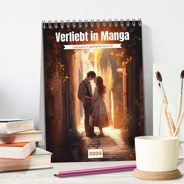 Produktbild: Verliebt in Manga (Tischkalender 2026 DIN A5 hoch), CALVENDO Monatskalender