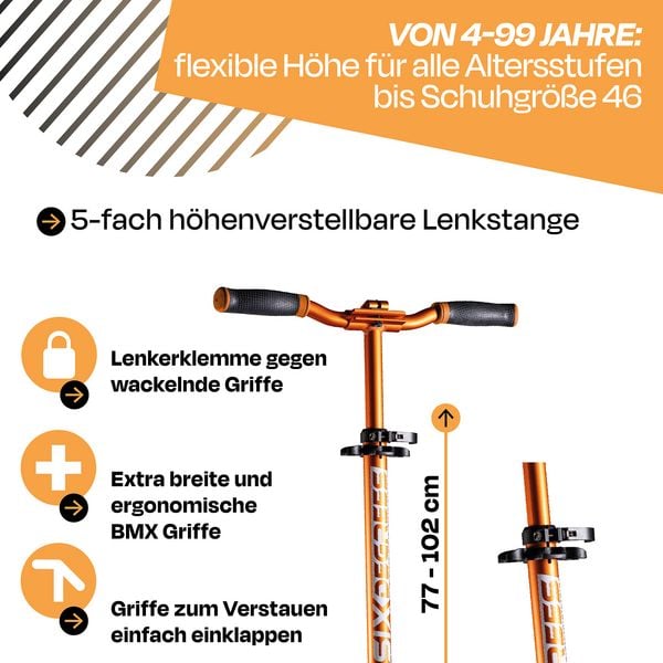 Produktbild: SIX DEGREES Alu Scooter 205 mm orange