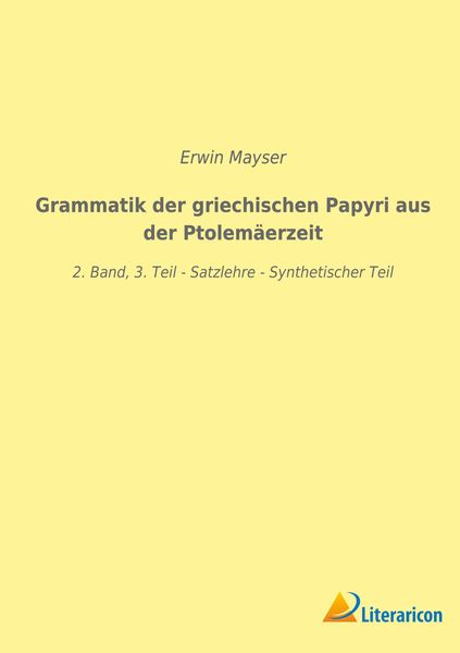 Produktbild: Grammatik der griechischen Papyri aus der Ptolem&auml;erzeit