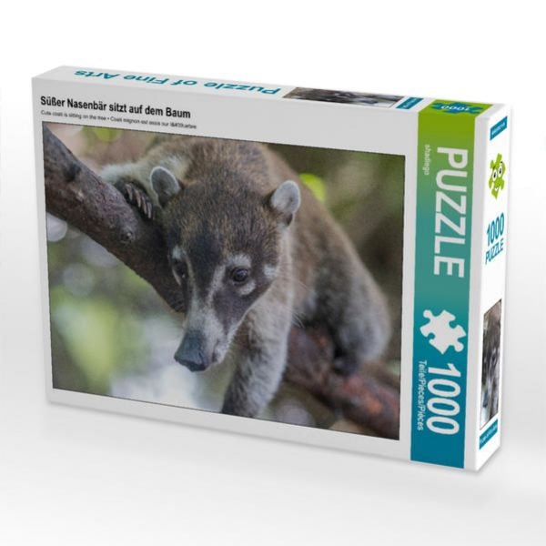 CALVENDO Puzzle Süßer Nasenbär sitzt auf dem Baum | 1000 Teile Lege-Größe 64 × 48 cm Foto-Puzzle für glückliche Stunden