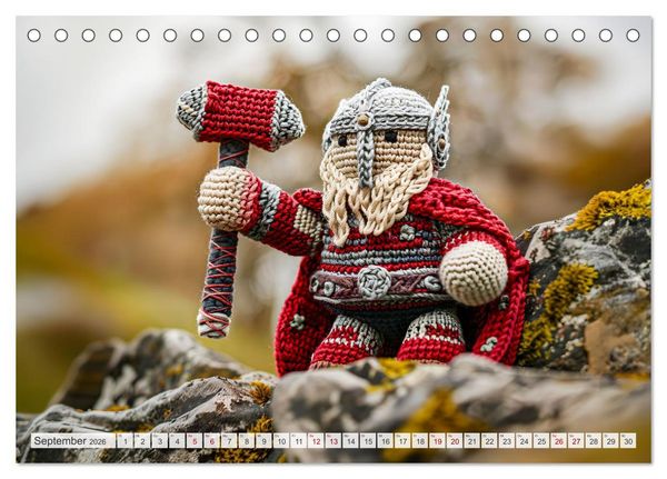 Produktbild: Zauberhafte Wikinger - Nordische Mythologie aus H&auml;kel- und Strickwolle (Tischkalender 2026 DIN A5 quer), CALVENDO Monatskalender
