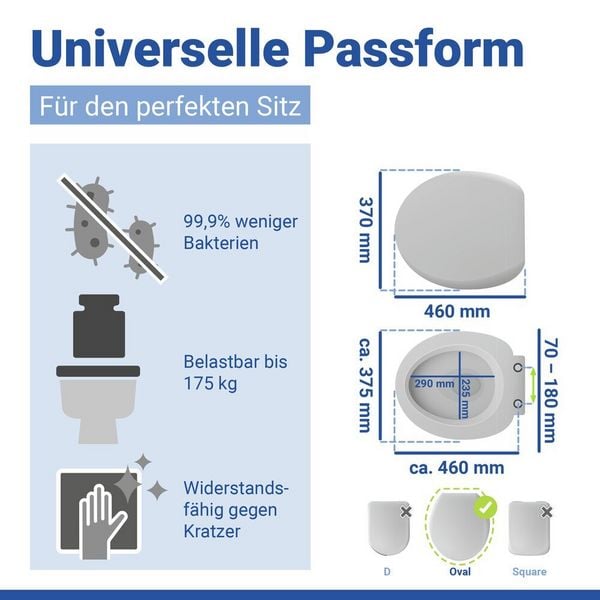 Produktbild: WC Sitz Mod. Vorno Neo Wei&szlig;, Toilettendeckel mit Absenkautomatik