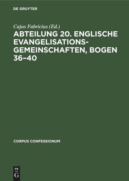 Produktbild: Abteilung 20. Englische Evangelisationsgemeinschaften, Bogen 36-40