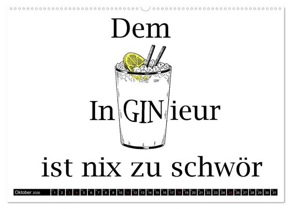 Produktbild: Gin & Tonic Die Besten Spr&uuml;che und Wortspiele (hochwertiger Premium Wandkalender 2026 DIN A2 quer), Kunstdruck in Hochglanz